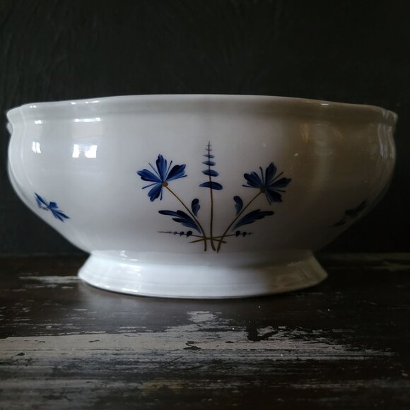 Large Antique Limoges Bowl Hand-Painted Cornflowers, J. Garfinckel Washington DC - Picture 4 of 7